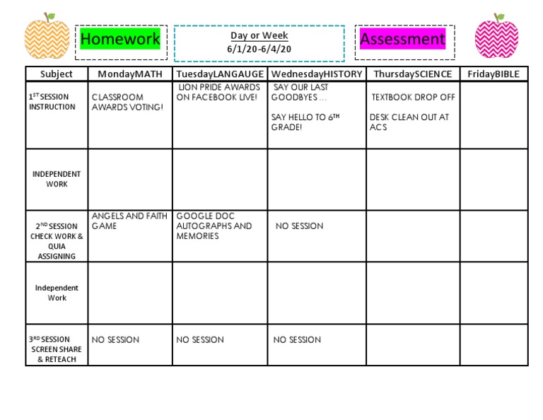 Weekly Classroom Schedule & Activities | PDF