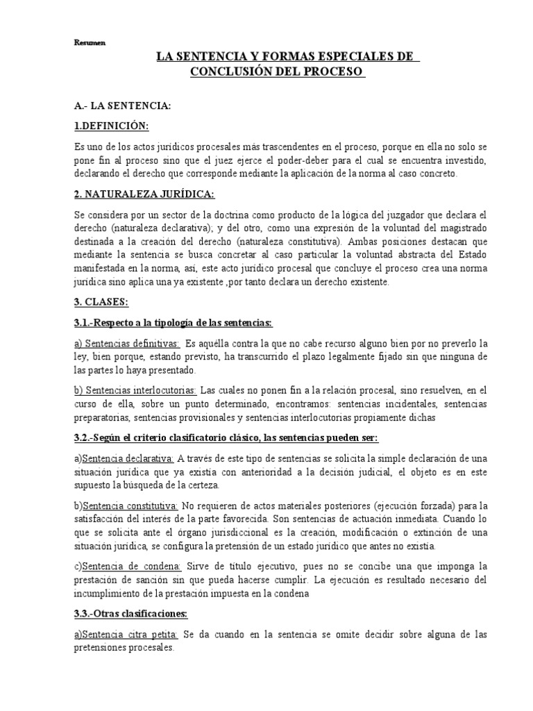 Tipos y requisitos de sentencias civiles | PDF | Sentencia (ley) | Ley ...