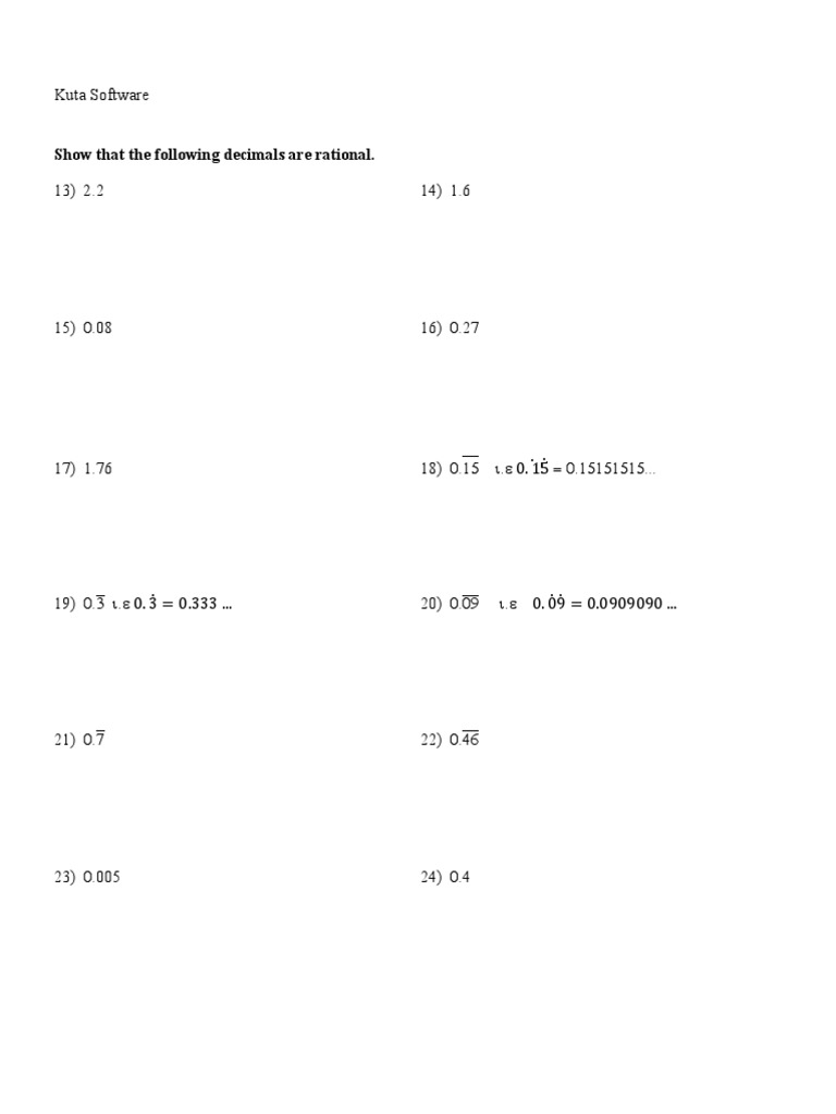 Expressing Terminating and Non Terminating - Recurring Decimal As ...