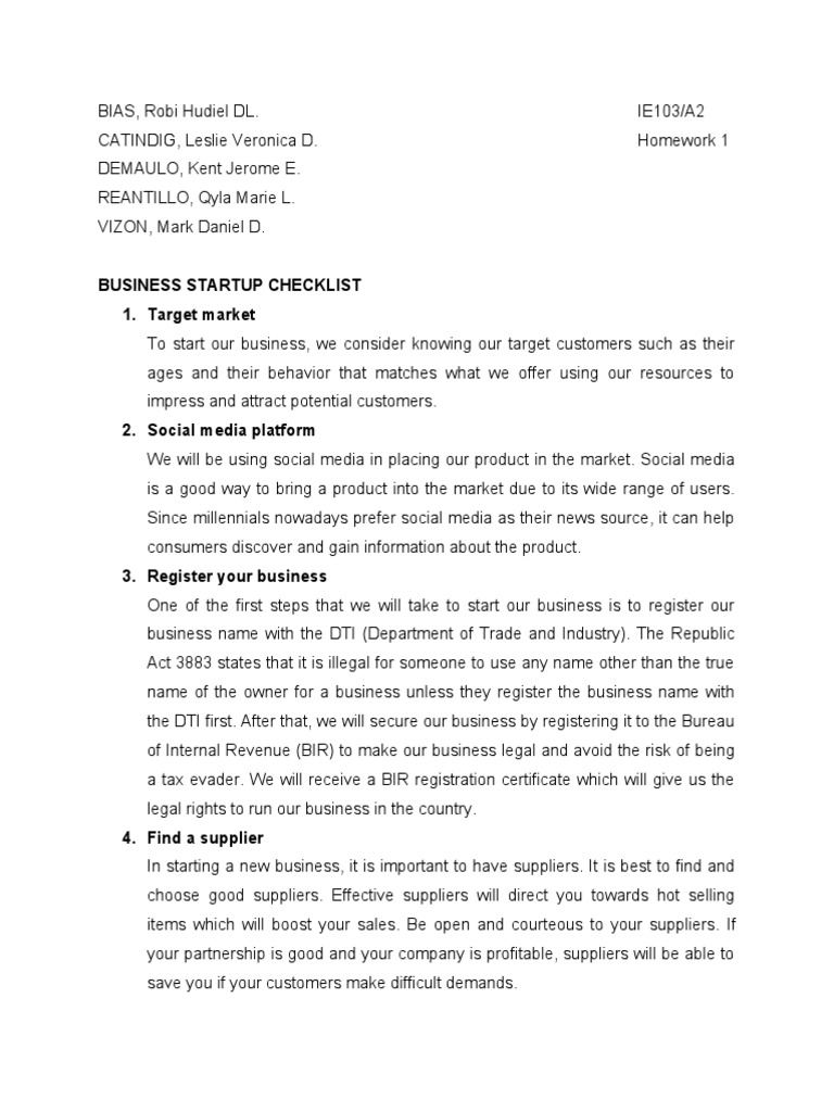 Essential Business Startup Checklist | PDF | Startup Company | Small ...