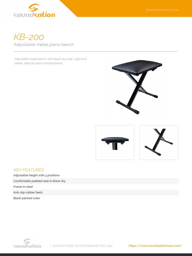 Adjustable Metal Piano Bench: Key Features | PDF | Home & Garden