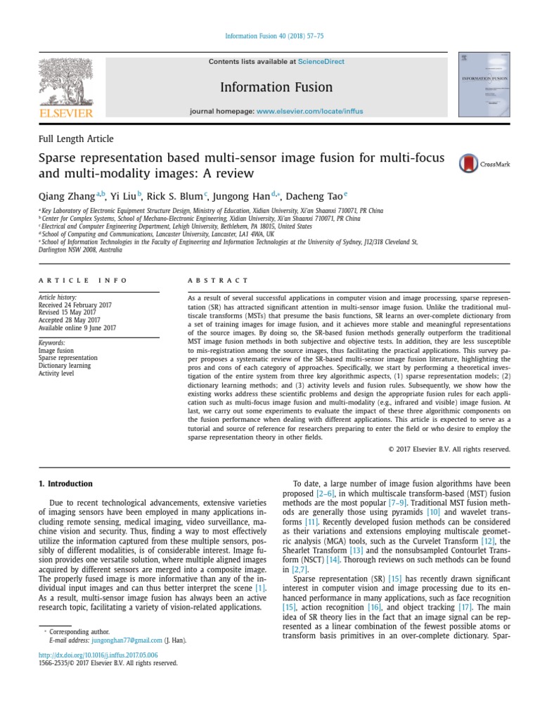 Sparse Representation Based Multi Sensor Image Fusion For Mu - 2018 ...