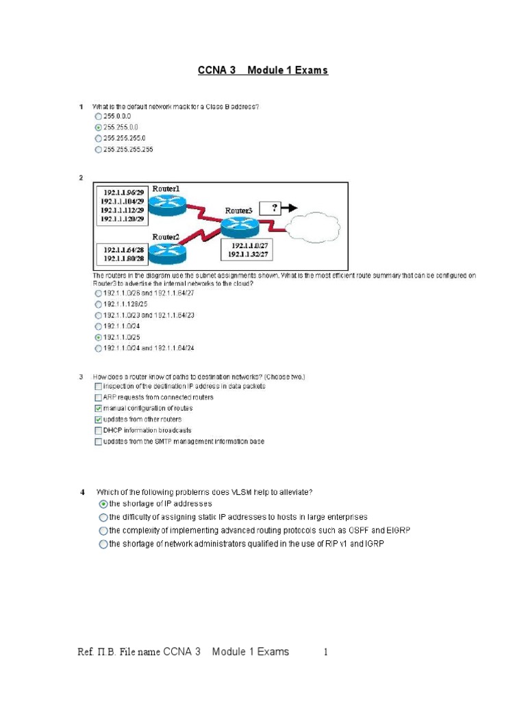 CCNA 3 Module 1 Exam Overview | PDF