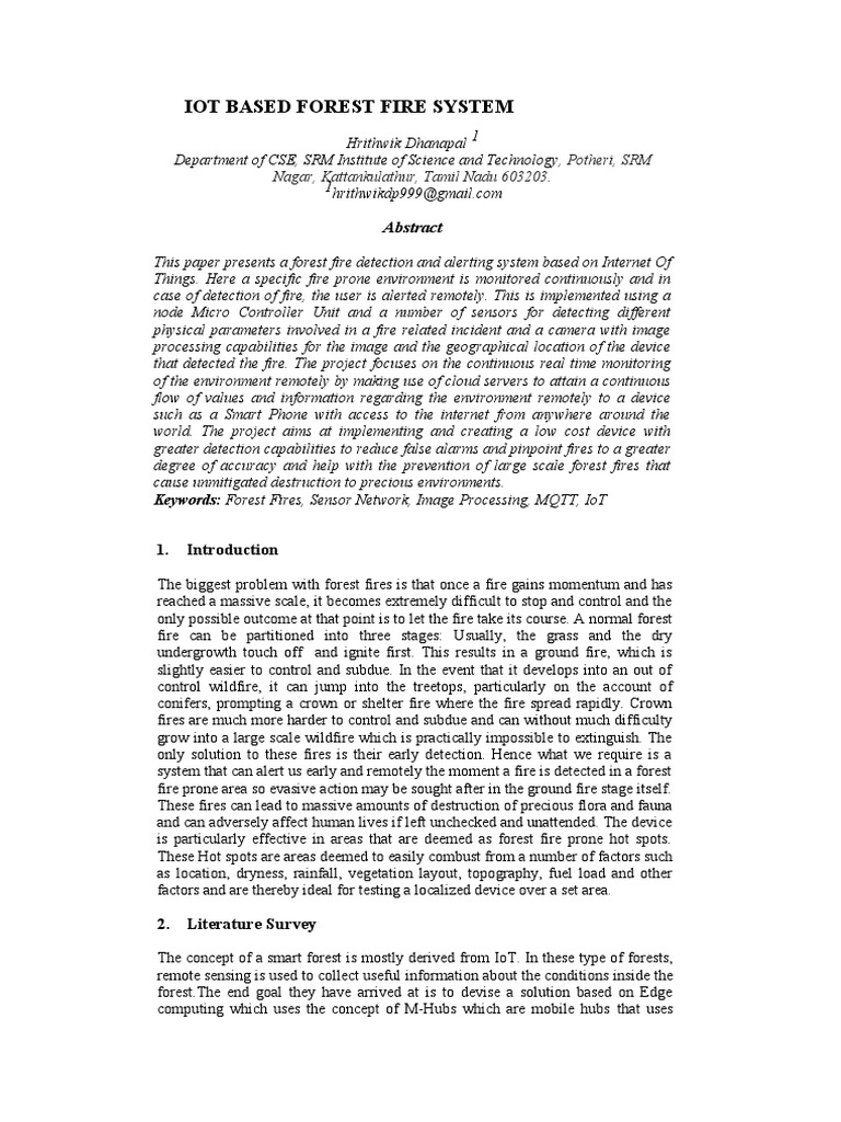 IoT-Based Forest Fire Detection System | PDF | Wireless Sensor Network ...