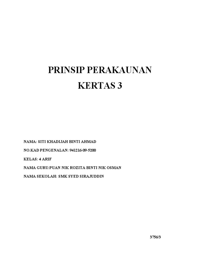 Contoh Kertas Kerja Akaun - The Exceptionals