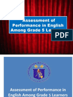 Ycle of Reation: Assessment of Performance in English Among Grade 5 Learners