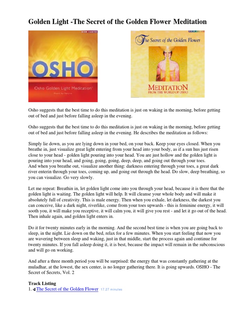 Golden Light Meditation by Osho | PDF | Breathing | Animal Physiology