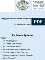 Design Considerations of On-Grid PV Systems: Dr. Mahmoud Ismail