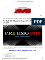 Pre RMO 2019 Question Paper With Answer Keys-Solution PDF