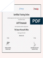 Sertifikat Pelatihan Tik Dasar Microsoft Office Arif Firmansah PDF