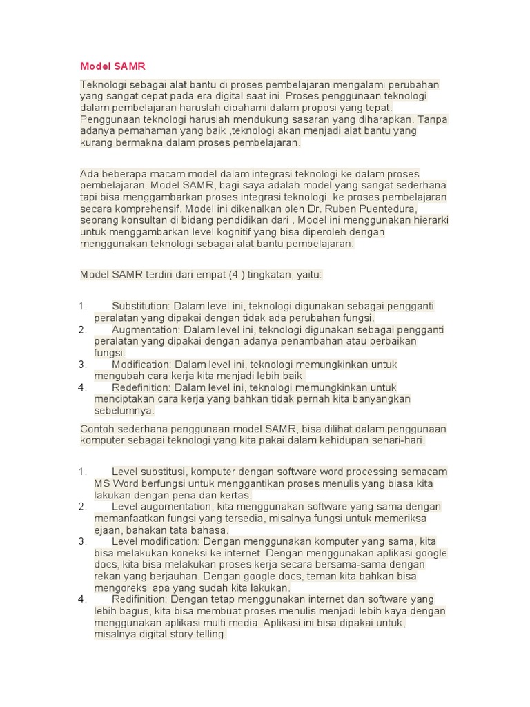 Memahami Model SAMR dalam Pendidikan | PDF