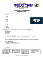 Philippine Math Assessment Covers Permutations, Combinations & Probability