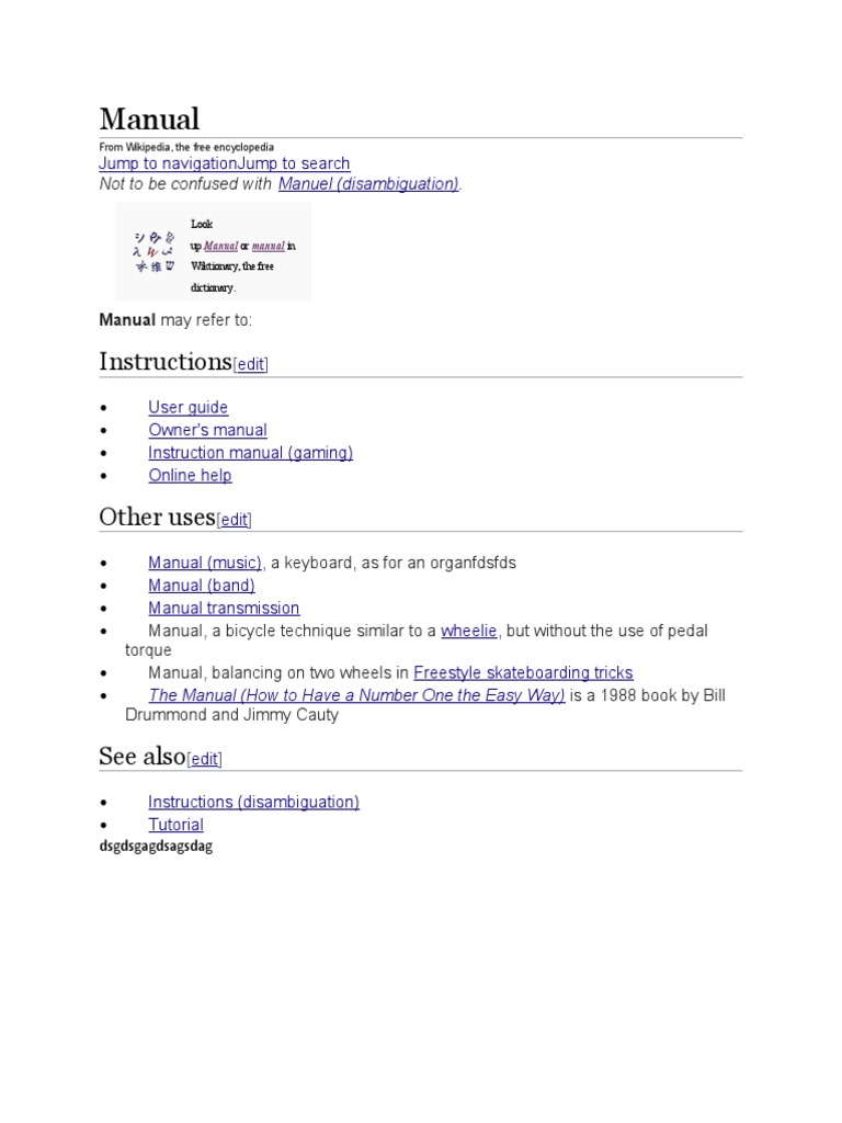 Manual: Instructions | PDF