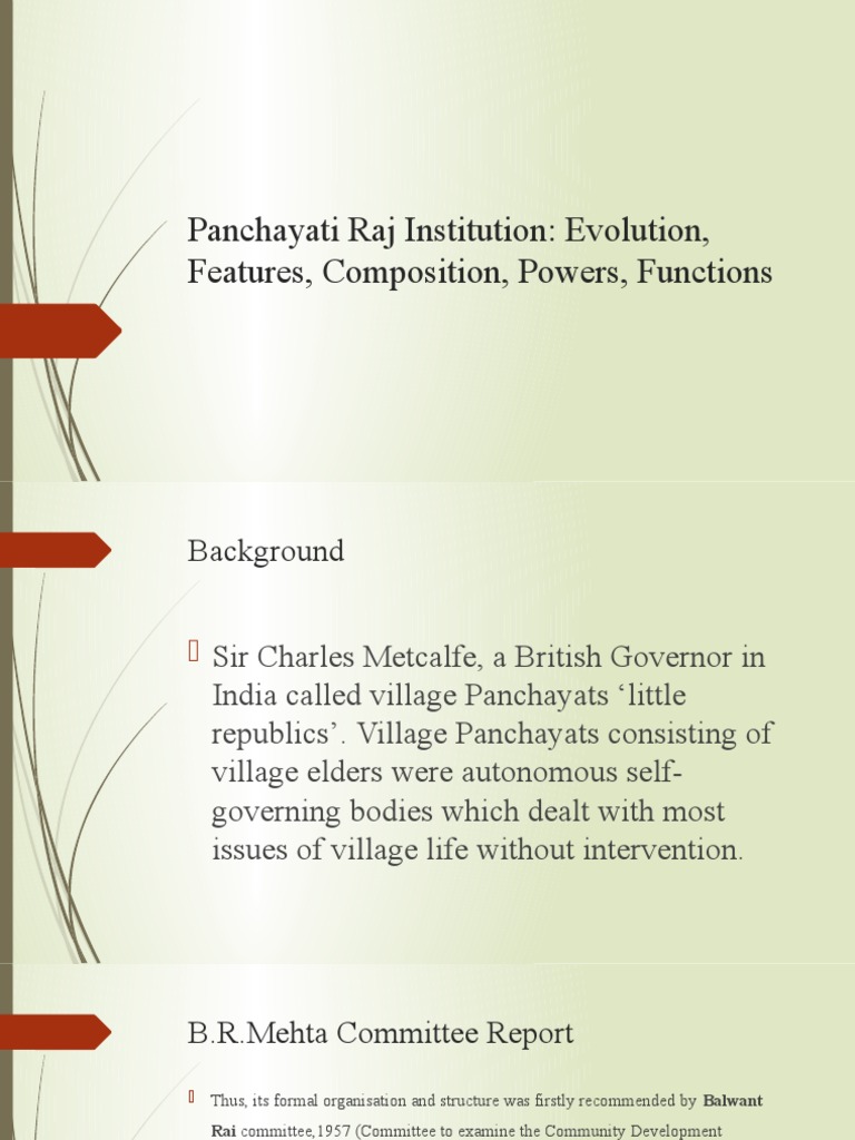 Functions and Structure of Panchayati Raj | PDF | Politics Of India ...