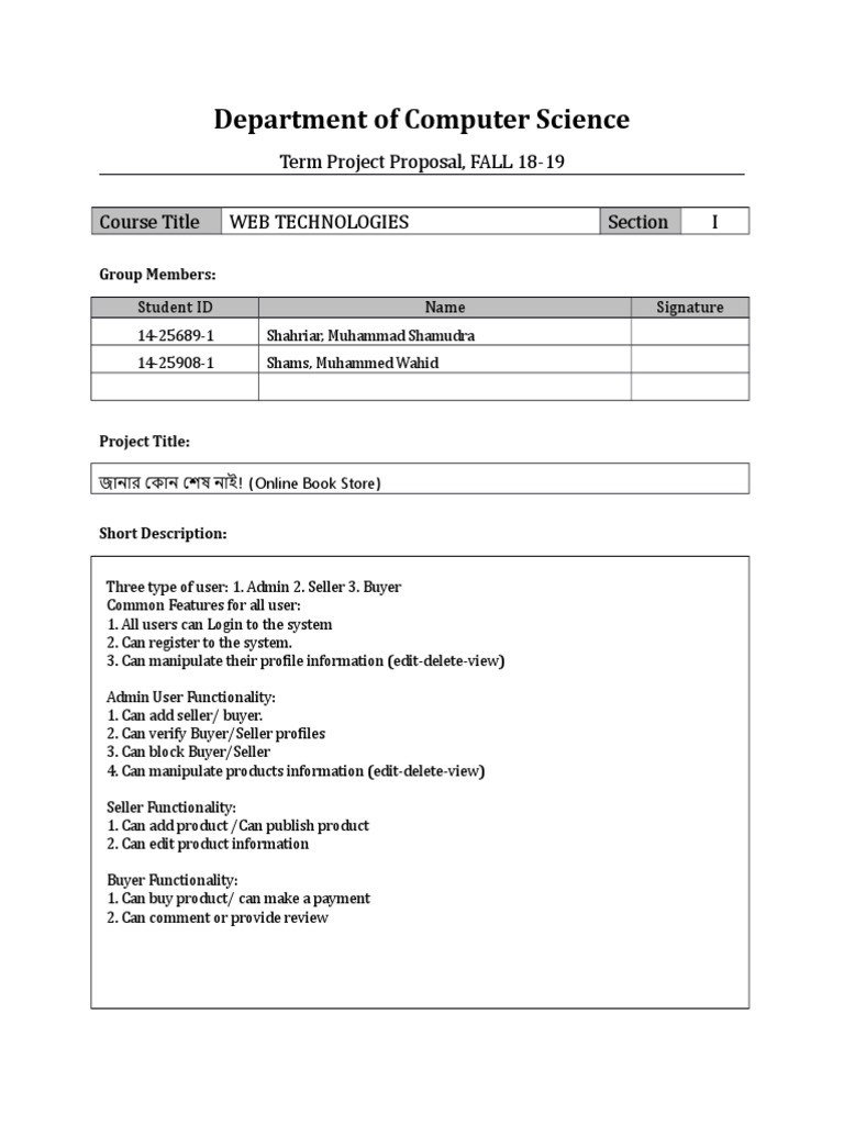 Online Book Store Project Proposal | PDF