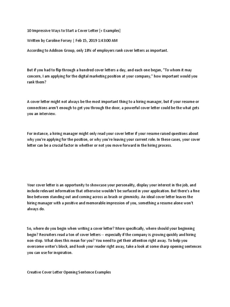 10 impressive ways to start a cover letter pdf r sum marketing