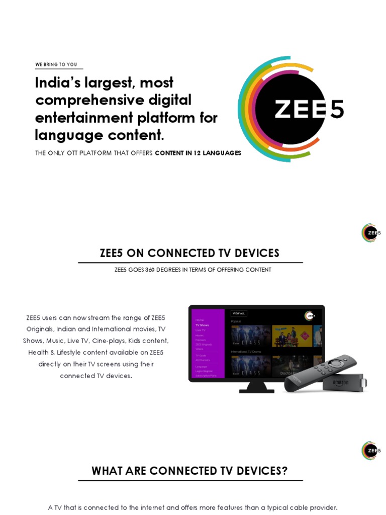 ZEE5: Streaming on Connected TVs in India | PDF | Television | Video