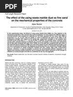 The Effect of The Using Waste Marble Dust As Fine Sand On The Mechanical Properties of The Concrete