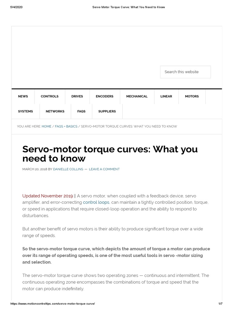 Servo Motor Torque Curve What You Need To Know PDF Electric Motor