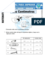Ficha de Los Centímetros para Primero de Primaria PDF