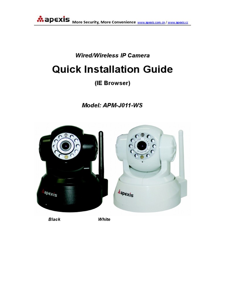 Apexis IP Camera Installation Guide | PDF | Wireless Lan | Router ...