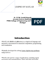 A Glimpse of Matlab: Dr. V.P.M. Senthil Nayaki PSNA College of Engineering and Technology Dindigul