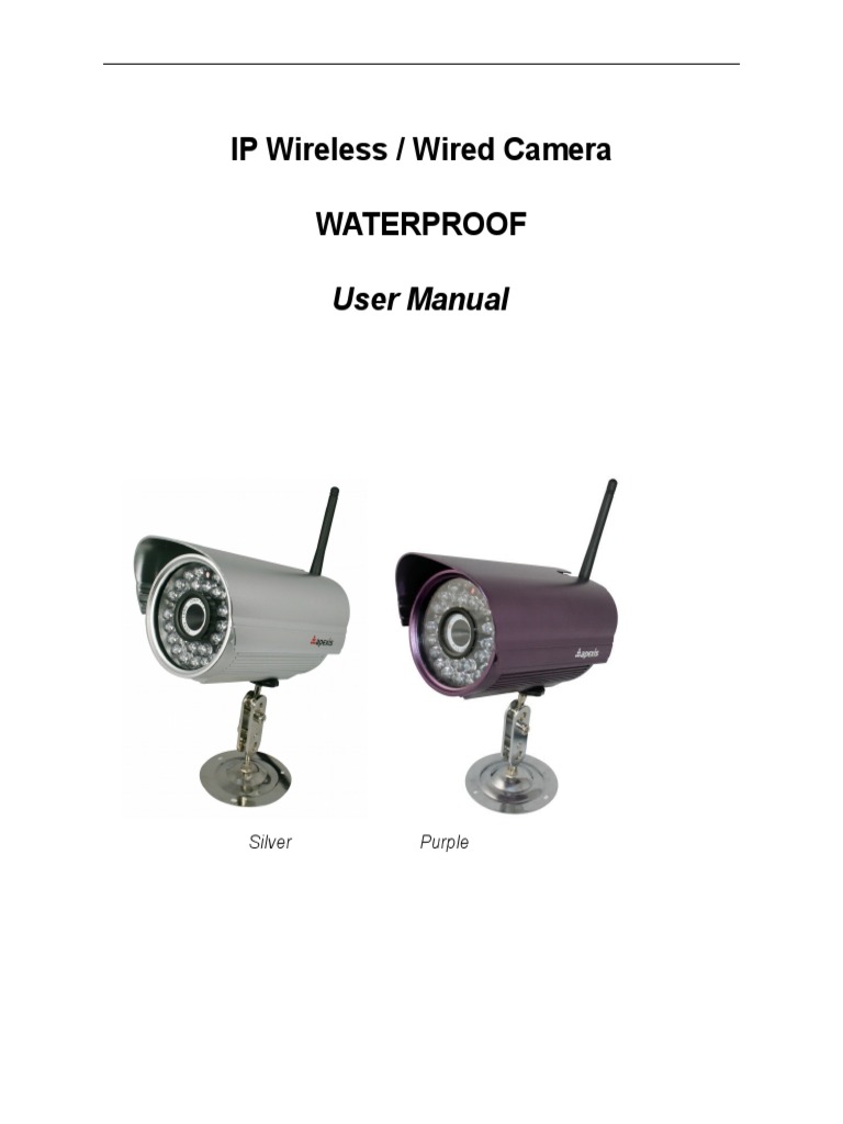 IP Wireless / Wired Camera Waterproof User Manual PDF Ip Address