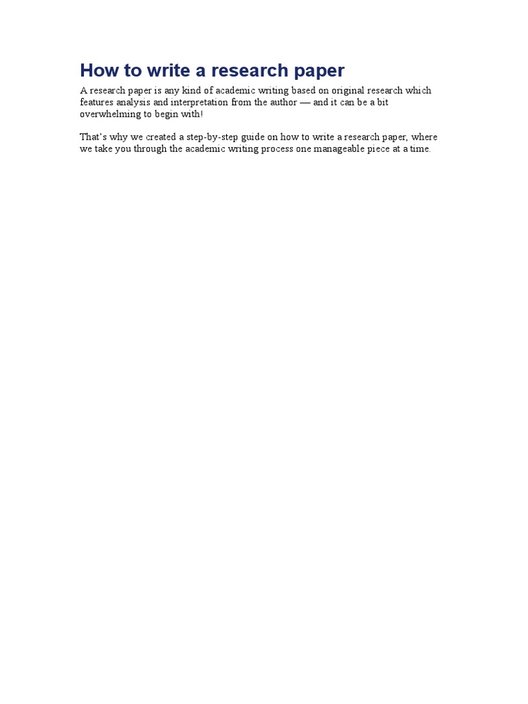 How To Write A Research Paper | PDF | Career & Growth