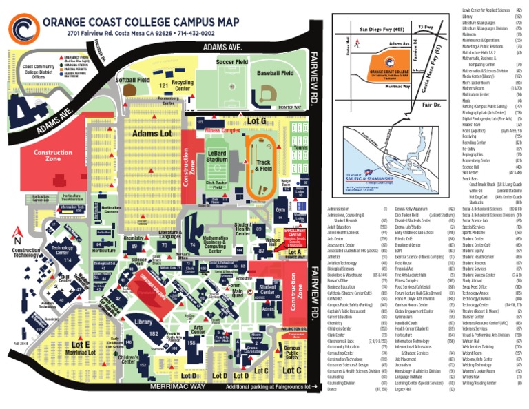 Orange Coast College Campus Map: Adams Lot Lot G | PDF