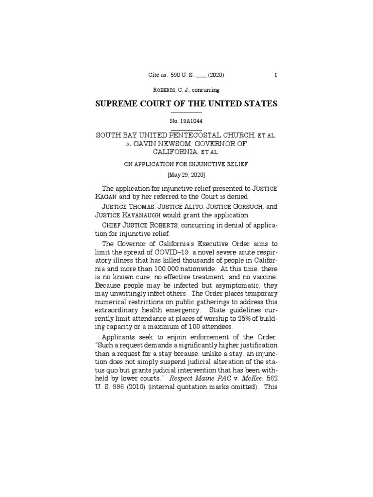 South Bay United Pentecostal Church v. Newsom PDF Clarence Thomas