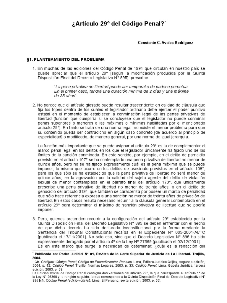 Artículo 29 Del CP | PDF | Castigos | Derecho penal