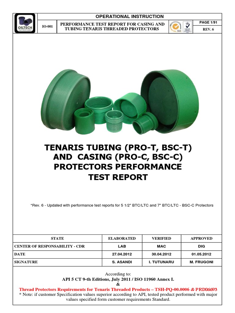 Tenaris Thread Protectors Test Report | PDF | Pipe (Fluid Conveyance ...