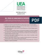 Prova de conhecimentos específicos e redação do vestibular 2014