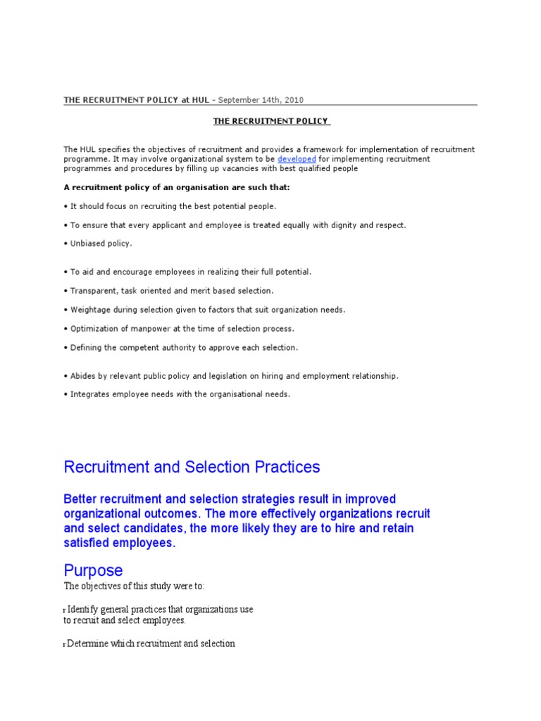 Recruitment and Selection Practices | PDF | Recruitment | Employee 