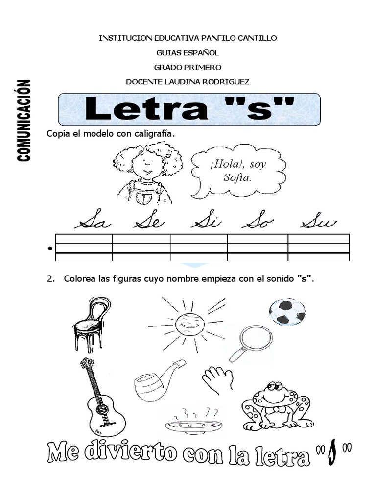Actividades con la letra S para primer grado | PDF
