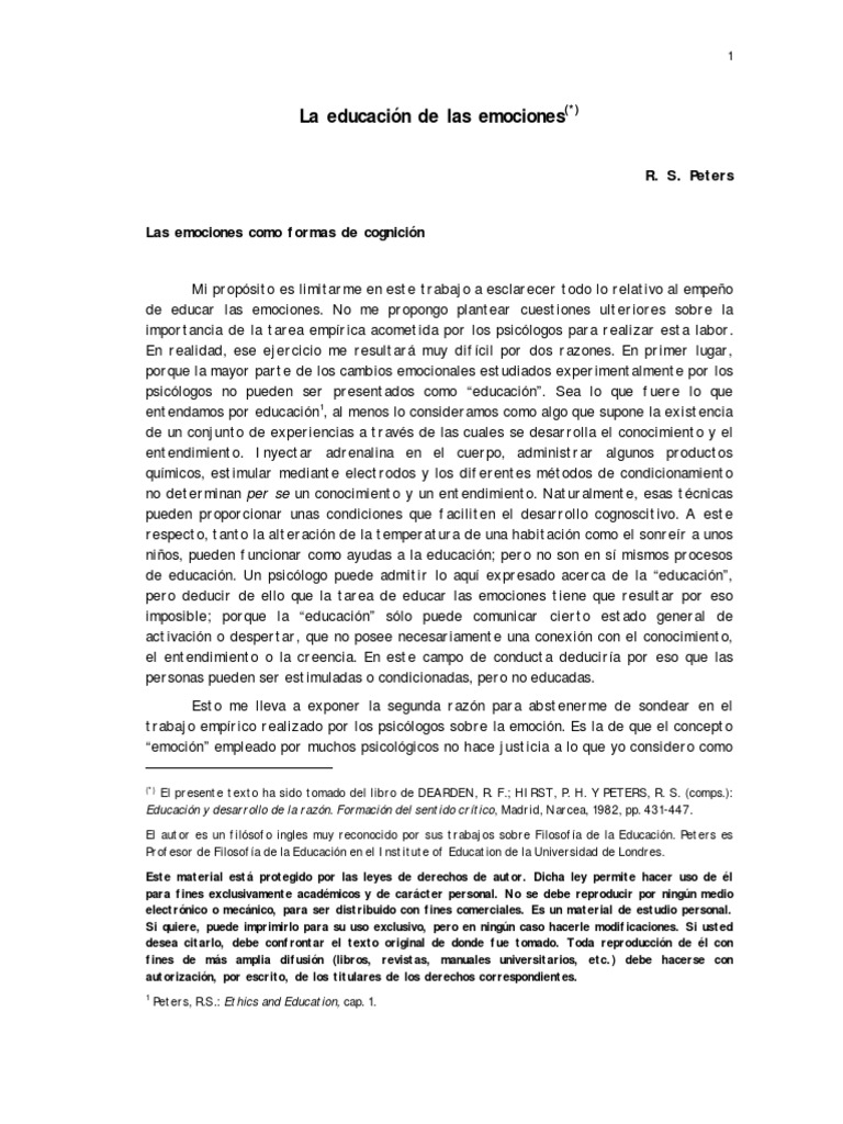 Educación de las emociones y cognición | PDF | Las emociones | Temor