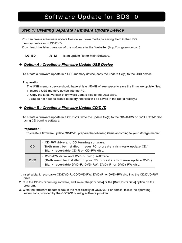LG Blu-ray Firmware Update Guide | PDF | Usb Flash Drive | Dvd