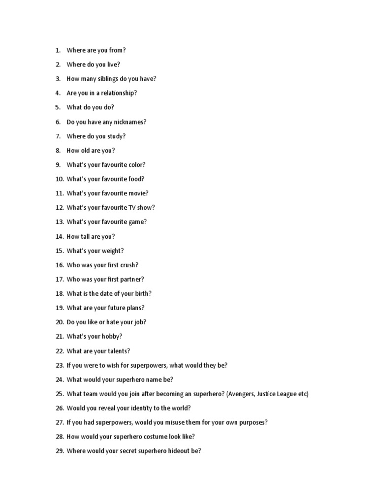 1000 Random Questions To Know Someone (Not Grammar Corrected) | PDF ...