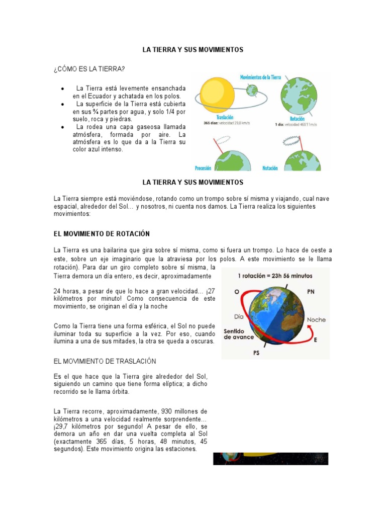 Movimientos de la Tierra para Niños | PDF | Tierra | Dom