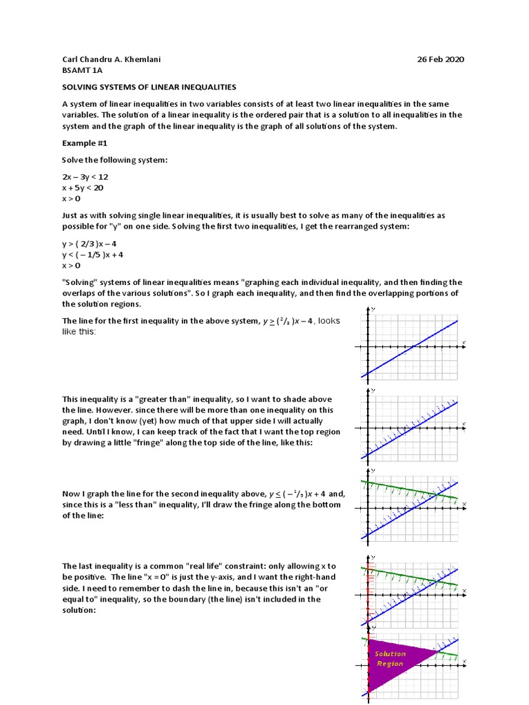 Solving Systems of Linear Inequalities | PDF | Inequality (Mathematics ...