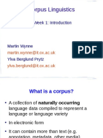 Corpus Linguistics: Week 1: Introduction