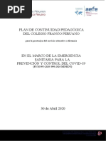 Plan de Continuidad Pedagógica Del Colegio Franco Peruano para La Prestación Del Servicio Educativo A Distancia