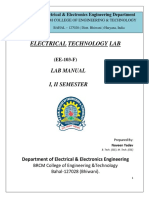 Electrical Technology Lab: Lab Manual I, Ii Semester