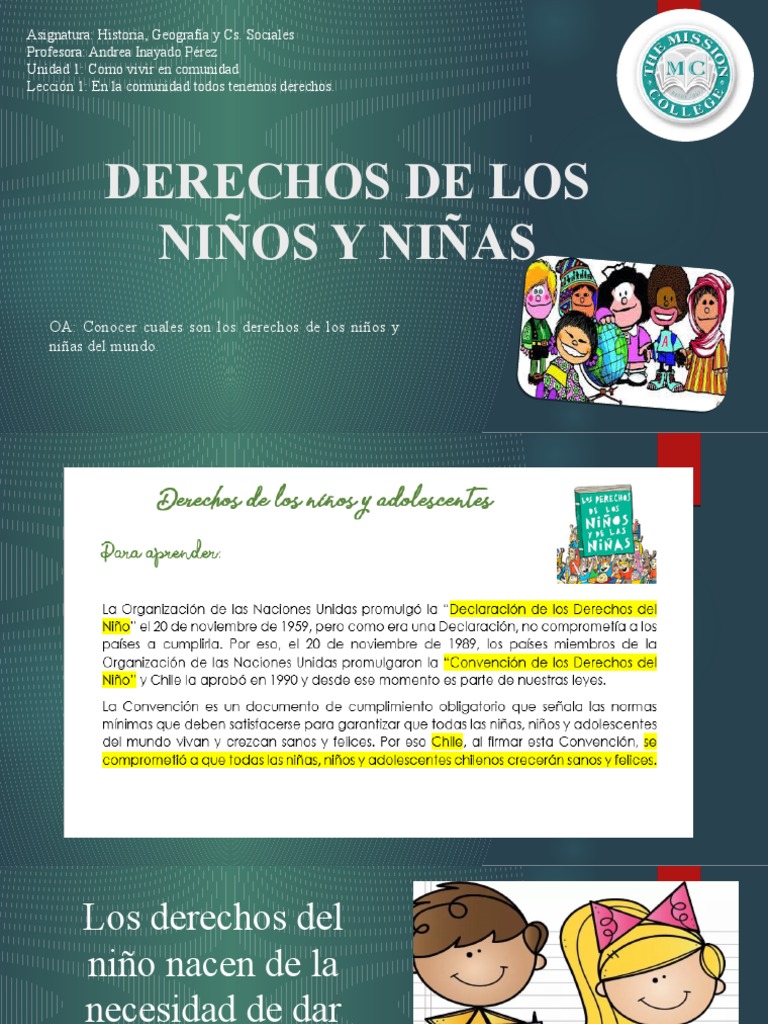 Material de Apoyo 3°básico Los Derechos de Los Niños y Niñas | PDF ...