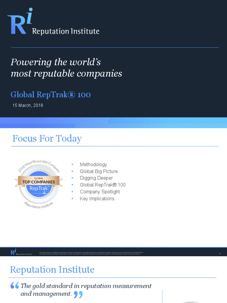 Powering The World'S Most Reputable Companies: Global Reptrak® 100 ...
