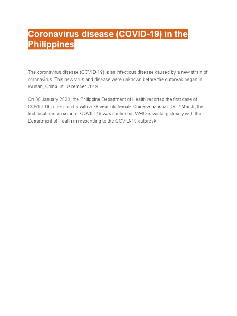 Covid 19 in Phillippines | PDF
