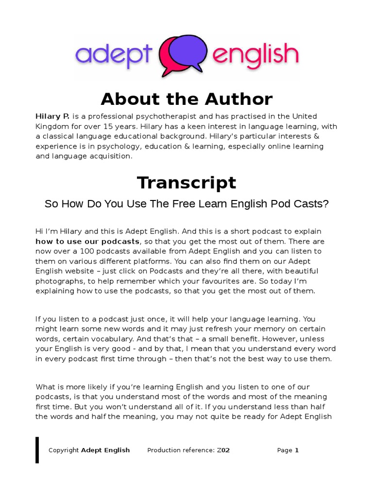 So How Do You Use The Free Adept English Learn English Pod Casts | PDF | English  Language | Language Acquisition