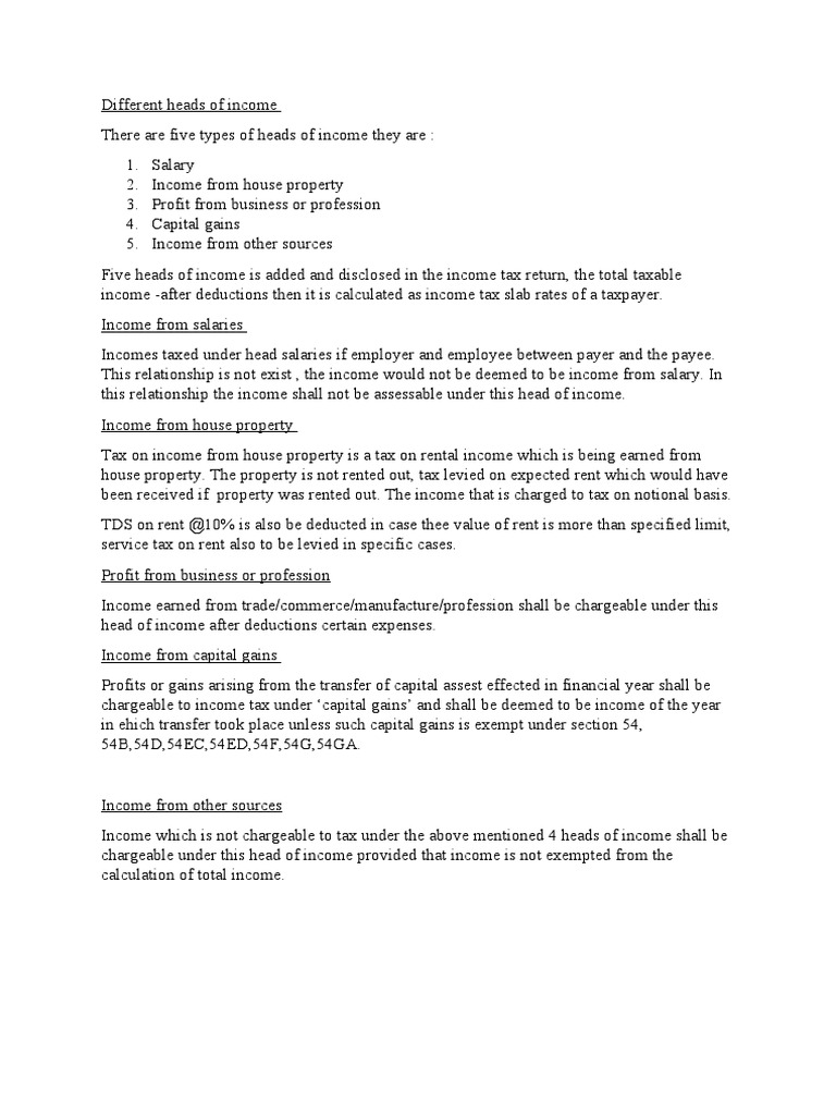 5 Heads Of Income Pdf
