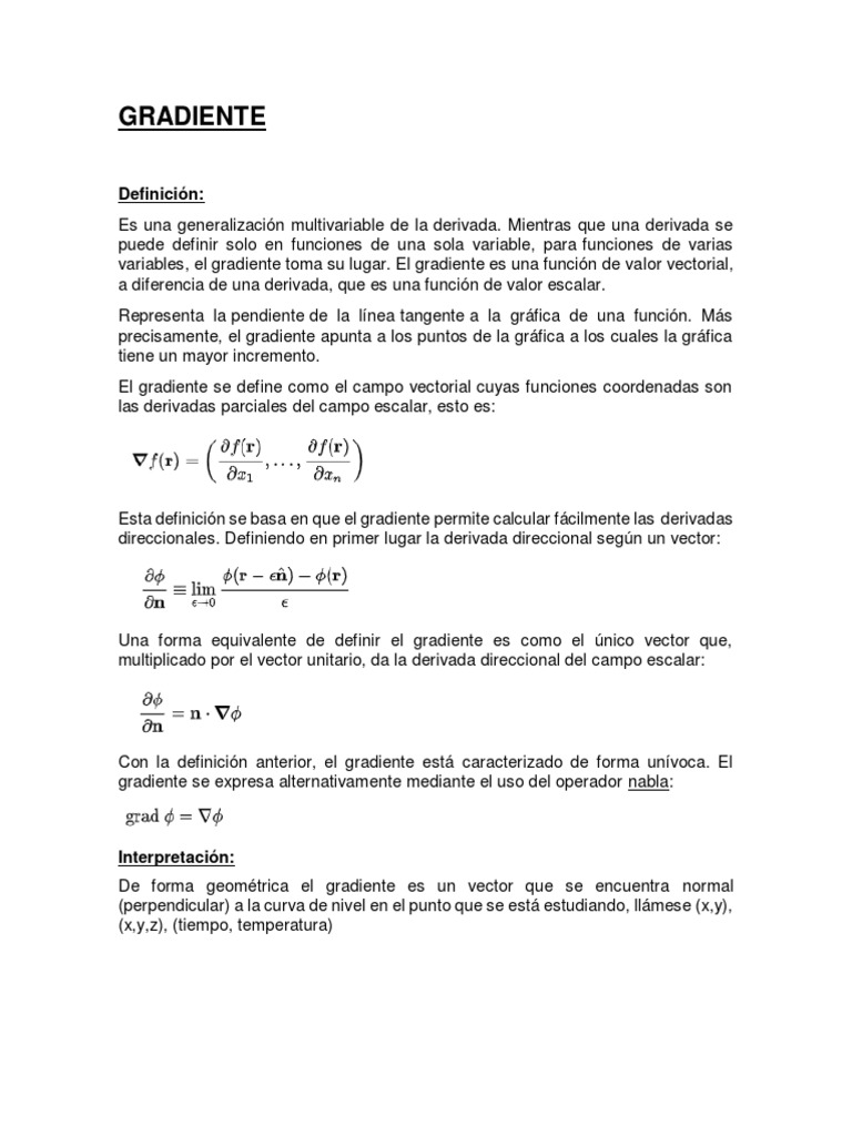 Gradiente, Divergencia y Rotacional en Ingeniería | PDF | Degradado ...