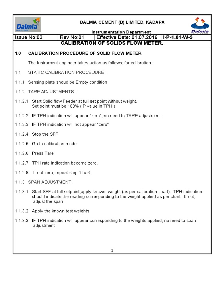 Solids Flow Meter Calibration Guide | PDF